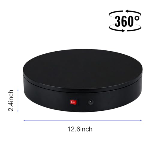 32cm Rotating Platform, 350lbs Capacity Motorized Electric Turntable, Heavy Duty Motorized Rotating Base, Large Motorized Rotating Display Stand,Photography Turntable for Photography,Exhibition - size: 12.6inch/Black/300Lbs Load