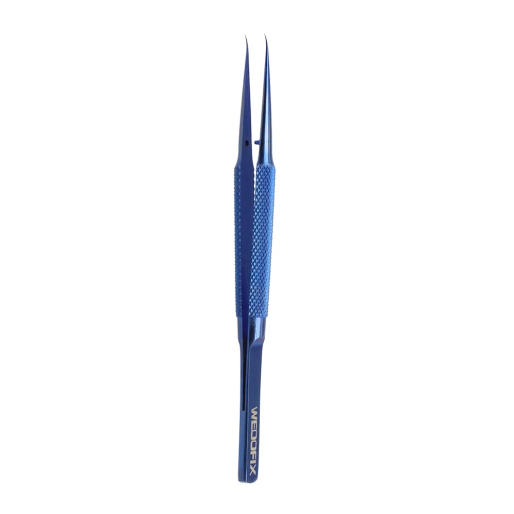 Precision Titanium Alloy Tweezers for Electronics Repair Non-magnetic Non-slip Jump Wire Microscope Tweezers for Micro Soldering Work PCB Motherboard Repair (Curved Tip)