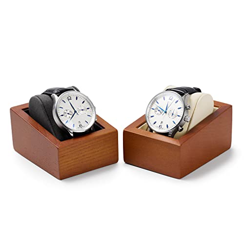 Oirlv Solid Wood Single Watch Display Stand Showcase Jewelry Stand Watch Holder with Pillow(Square Single, Grey) - color: Grey, size: Square Single
