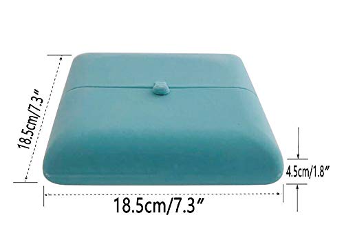 Aqua Teal Velvet Jewelry Box for Large Necklace Luxury Pearl Strand Presentation Case, Tri-Panel Flat Open Design, Button Clip Closure, Cream Velvet Interior, Gift Box for Wedding Birthday