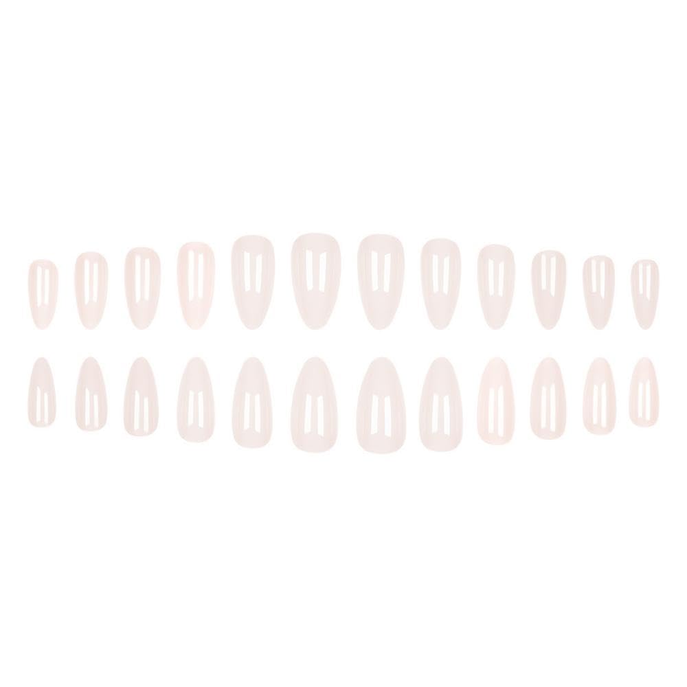White Press on Nails Fall Medium Almond Fake Nails Glossy White False Nails Natural Soft Acrylic Nail Press ons Full Cover Reusable Artificial Nails for Women Girls Manicure 24Pcs