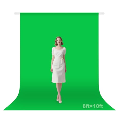 Green Screen Backdrop, 8×10FT Photography Chromakey Greenscreen Background Sheet for Zoom Meeting, Polyester Fabric Cloth Curtain for Photo Video Studio, Party, Live Streaming, Photoshoot - size: 8x10ft