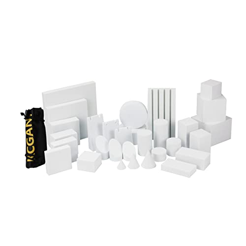 Photography Background Props, White Geometric Cube Photo Props Set, Stereo Photo Decorative Backdrop, Posing Display Solution for Lipstick, Jewelry, Perfume, Makeup Tools, 30Pcs