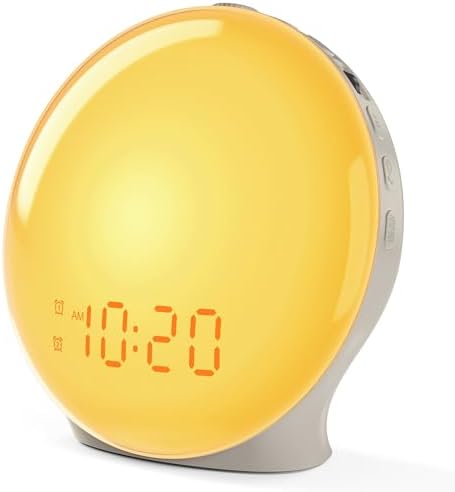 JALL Full-Screen Wake Up Light Sunrise Alarm Clocks for Bedrooms, White Noise Machine for Heavy Sleepers, 25 Natural Sounds, Dual Alarms, FM Radio, 17 Dimmable Colors, Bluetooth Speaker