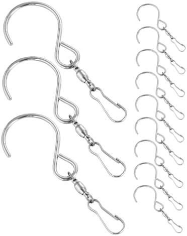 MAGICLULU 12pcs Degree Stainless Steel Swivel Plant Hanger Hooks with S Shape Design, Heavy Duty Zinc Alloy Clip for Outdoor Wind Chimes, Bird Feeders, and Suncatcher Ornaments, Wear