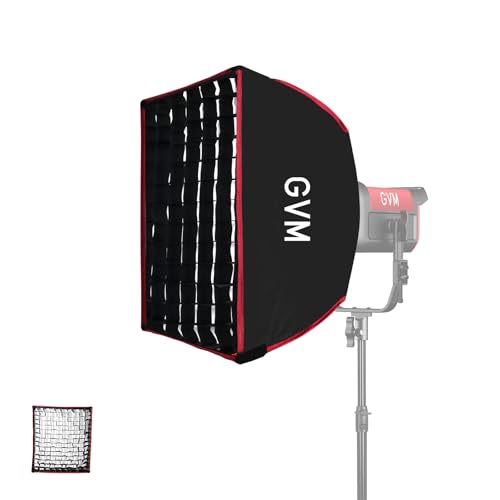GVM Portable Square Softbox 40 * 40cm with Grid Diffuser Fast-Setup Bowens Mount Softbox Compact Photography Lighting Softbox for Photography Shooting Continuous Light Monolight Strobe Flash - size: 4040H