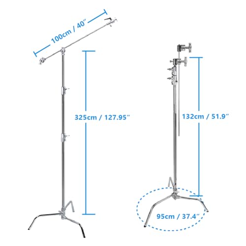 Kupo 40" C-Stand Overhead Shooting Kit 1, Professional Overhead Rig for Photography and Video Flat Lay Food and Product Shooting with Sliding Leg Stand Design, Grip Arm, and Studio-Ready (KS708112) - color: Silver, size: Overhead Shooting Kit 1