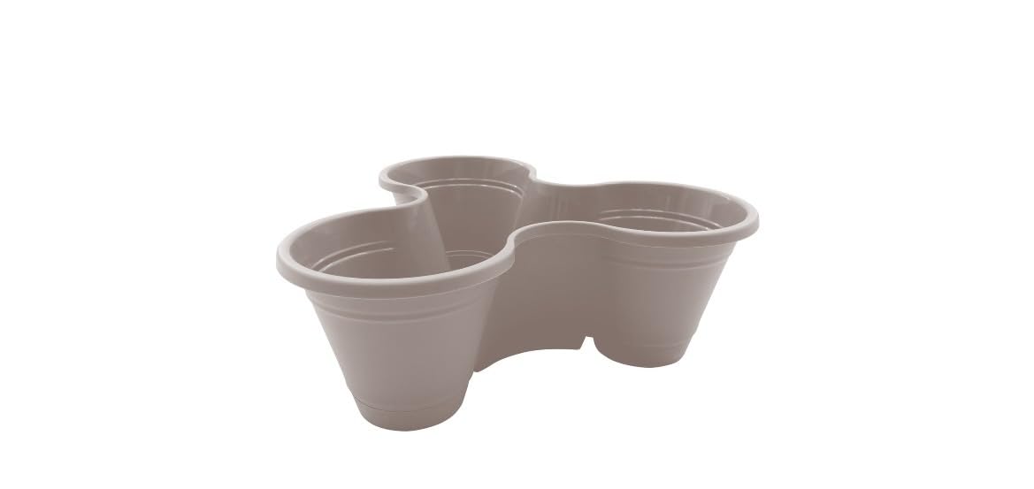 (2) Pack Small Sized 3 Section Vertical Stackable Planter - Space Saving Garden Tower for Herbs, Flowers & Vegetables - Taupe Stackable Planter Pots for Indoor Outdoor