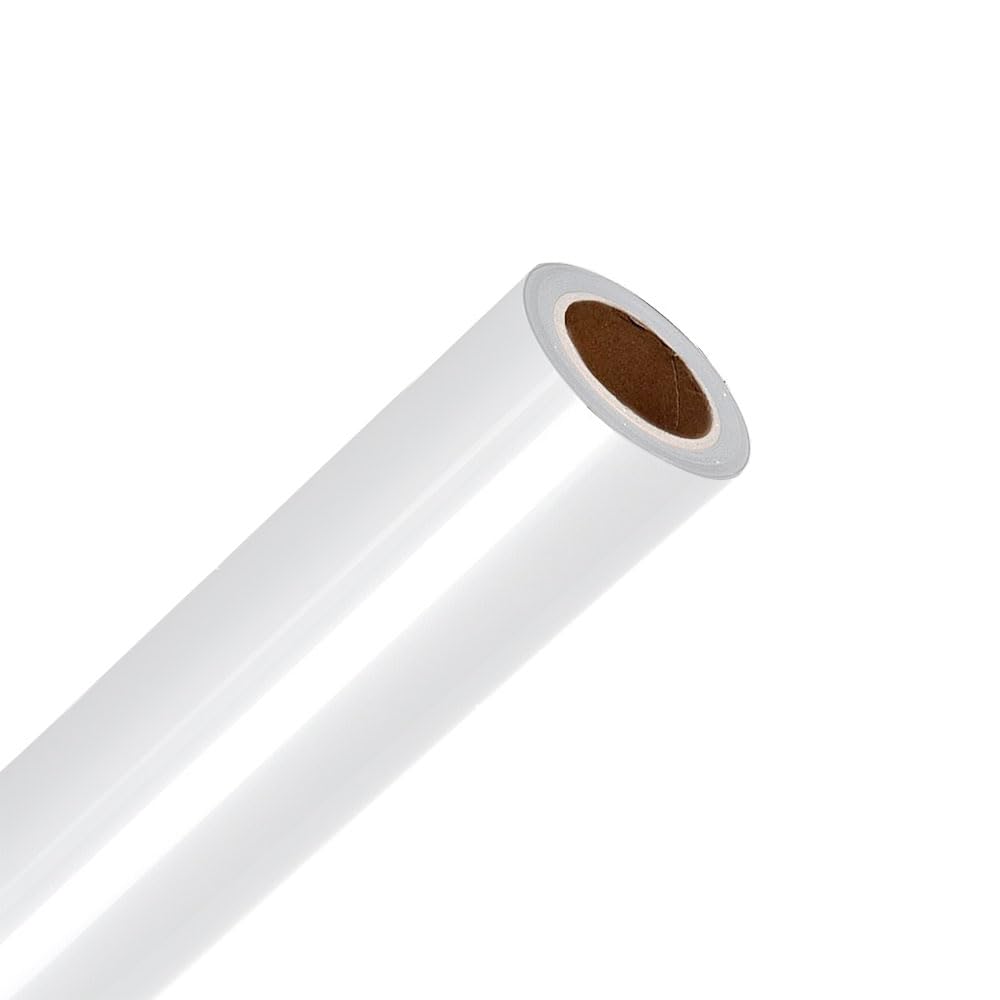 FUNKAKA Heat Transfer Vinyl Reflective White HTV Roll, 12" x 10ft Reflective Iron on Vinyl for All Cutter Machine, Reflective HTV Vinyl for T-Shirts Easy to Cut & Weed for Heat Vinyl DIY Design