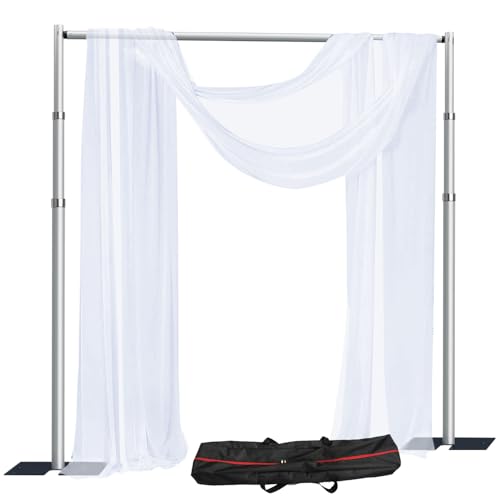 SLOW DOLPHIN 10x 10ft Pipe and Drap Backdrop Stand Kit,Heavy Duty Adjustable Frame Backdrop Stand for Event, Birthday Party, displays and Wedding Decoration.