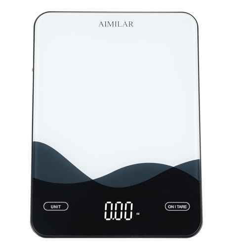AIMILAR Digital Kitchen Scale 22lb/10kg USB-C Rechargeable, Tempered Glass Top Easy Clean, LED Touch Screen No Buttons, Auto Shut Off