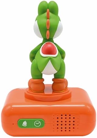 LEXiBOOK, Super Mario, Yoshi Nightlight Alarm Clock, Sounds and Melodies, LCD Backlit Screen, Luminous, Snooze, Red/Green, RL800NI1