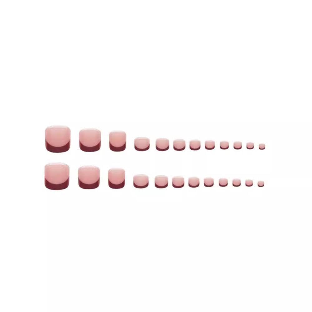 Red French Tips Press on Toenails Leopard Press on Nails Long Square Stick on Nails with Cherry Designs Glossy Skin Tones Fake Toenails Full Cover False Toenails for Women DIY Manicure 48Pcs