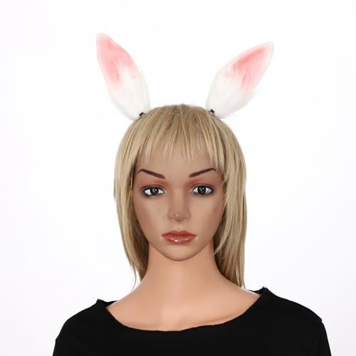 Easter Bunny Ears Hair Clips Rabbit Ear Headwear for Halloween Carnival Party White One Size - color: White
