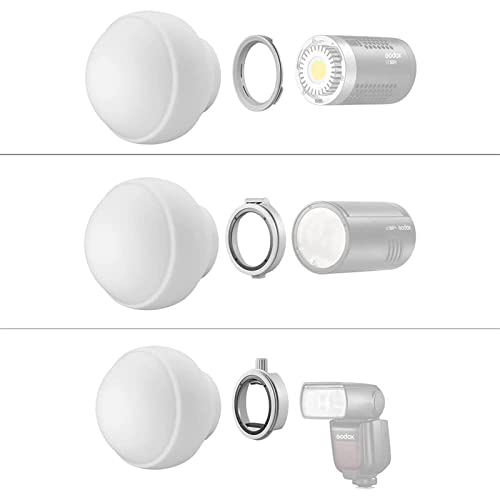 Godox ML-CD15 Diffusion Dome Flash Diffuser Modifier, Collapsible Soft Light Diffuser with 3 adapters for AD200 AD200Pro V1 TT685 V860III TT600 AD300Pro AD400PRO Speedlight,ML30 ML60 Video Lights