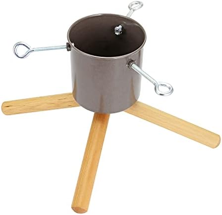 Taylor & Brown Wooden Log Style Christmas Tree Stand Holder Xmas Tree Tidy Décor Four Legged Max Tree Size 2.2m - 1L Water Tank (Grey)