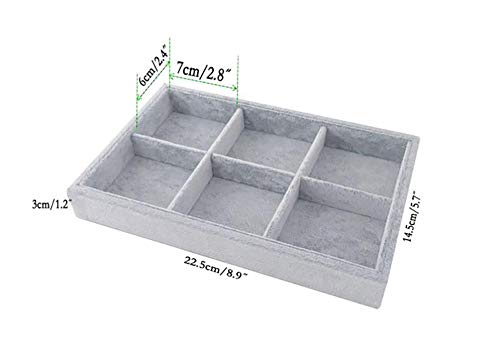 Svea Display Jewelry Organizer Stackable Multi Layer Storage Velvet 6 Grids Premium Grade Stackable Drawer Insert Divider