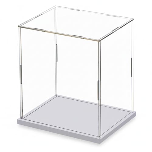 Clear Acrylic Display Case, Assemble Cube Display Box Stand with PVC Material White Base, Dustproof Protection Showcase for Collectibles Memorabilia Figurines (8*8*12inch;20*20*H30cm) - size: 8 x 8 x 12 in