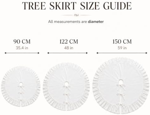 Christmas Tree Skirt,Velvet Tree Skirt with Ruffled Edge, Classic Large Velvet Fur Plush Tree Skirt for Merry Christmas(White,48Inch)