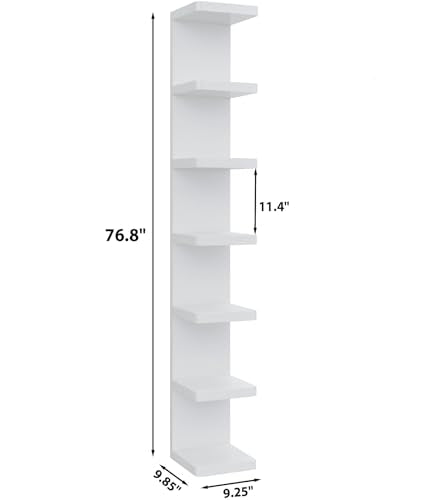 LitaEther Versatile 7 Tier Wall Shelf Unit,White Lack Wall Shelf,Display Floating Shelf with Round Edge - color: White, size: 7 tier
