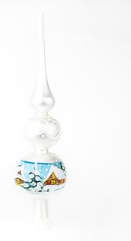 Spitz Glass Christmas Tree Topper Mouth Blown by Polish Artisans and Hand Decorated with Embellishments Made in Poland