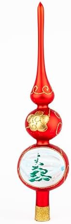 Spitz Glass Christmas Tree Topper Mouth Blown by Polish Artisans and Hand Decorated with Embellishments Made in Poland