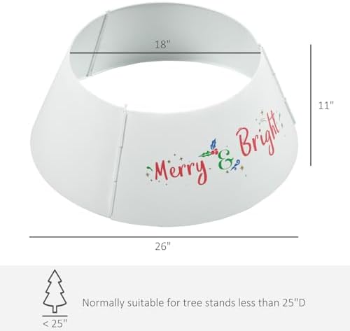 26 Inch Christmas Tree Stand Cover, Metal Tree Collar Ring for Holiday Decor, Cream White