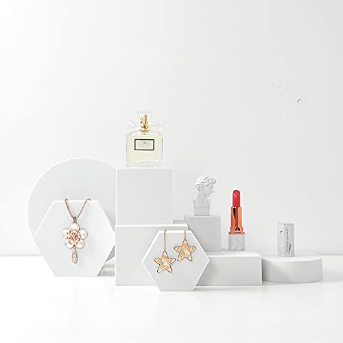 8PCS Geometric Cube Photo Props Set, Hard Foam Photography Background Props for Goods, Crafts, Lipstick, Jewelry, Cosmetics, Makeup Tools, Food (White) - color: White