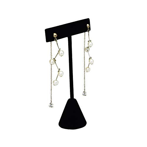 Ikee Design 6 Pcs Set Premium T- Shape Style Earring Display Stand, Earring Stand Jewelry Display for Showroom, Tradeshow, and Showcase, 2 1/2 W x 4 1/2 H in, Black Velvet - color: Black Velvet, 4.5" High