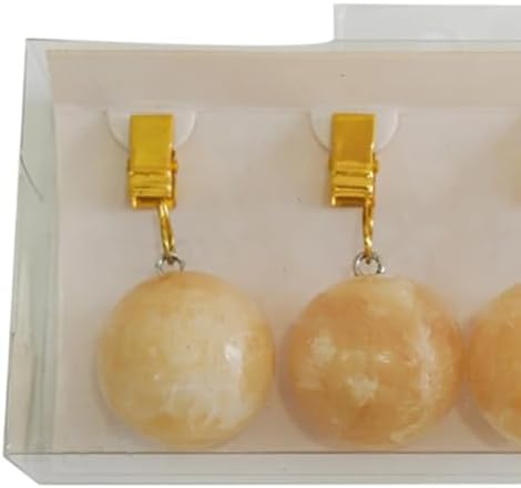2 Set Tablecloth Weights Ornament with Metal Clips Marble Balls Hangers for Flags Party Curtains Garden(Yellow)