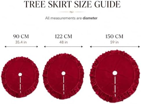 Christmas Tree Skirt,Velvet Tree Skirt with Ruffled Edge, Classic Large Velvet Fur Plush Tree Skirt for Merry Christmas(Red,60Inch)