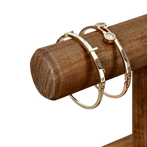 MOOCA 2 Pcs Wooden Jewelry Display Stand, Bracelet Watch Holder Display for Store, 7.9 W x 2.9 D x 5.5 H in, Brown Color - color: 3) Brown