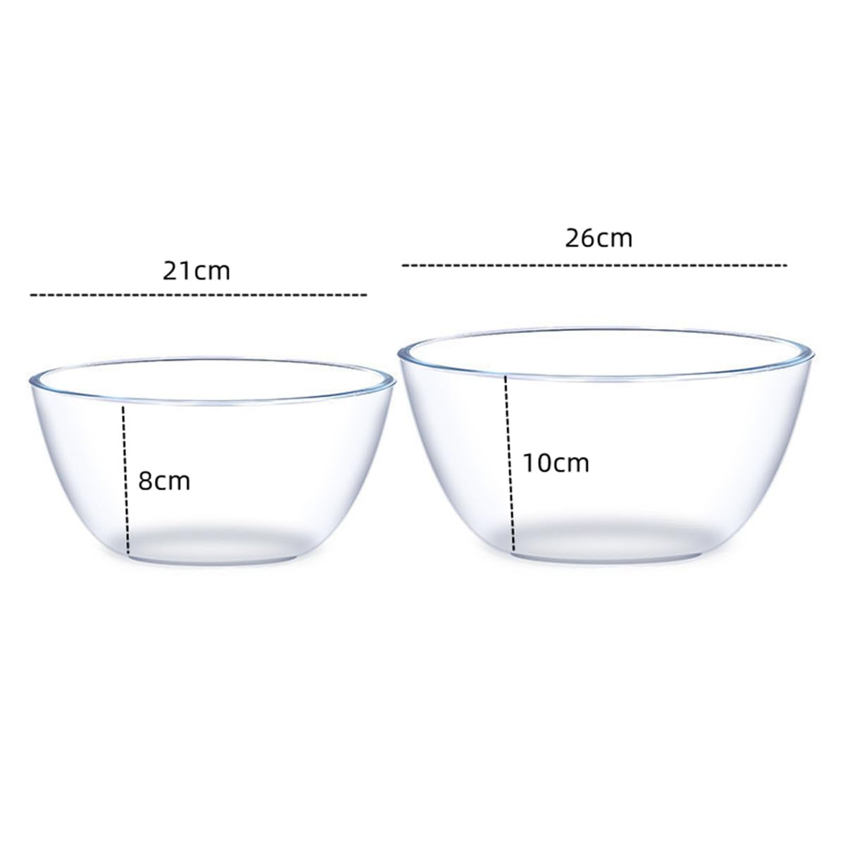 ADESUGATA Glass Mixing Bowl, Suitable for Salads, Heat-Resistant Mixing, kneading, Fermentation, Baking and whisking