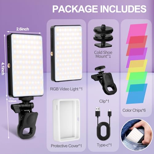 120 LED Cell Phone Selfie Lights - 3 Light Modes, 10-Level Brightness, 5000mAh Rechargeable Battery, Clip-On Fill Light for iPhone, Android, Laptop, Vlogging, TikTok, Video Calls, Makeup