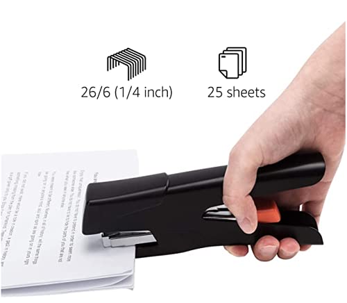 Amazon Basics Effortless Handheld Plier Stapler, 25 Sheet Capacity, Heavy Duty, Easy to Use, Black