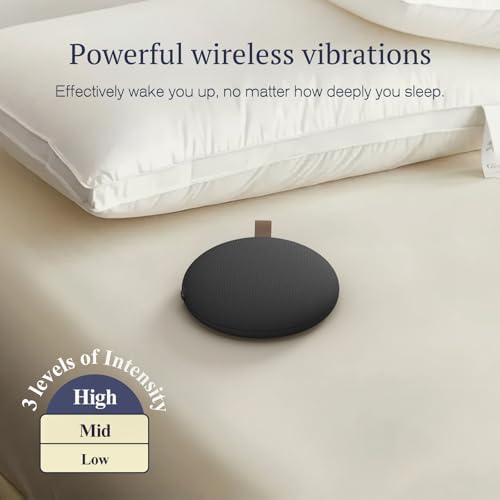 ANJANK Super Loud Alarm Clock with Wireless Bed Shaker, Vibrating Dual Alarm with Light Wake Up for Heavy Sleepers & Hearing Impaired, 9-Color Night Light, 8 Sounds, 0-100% Dimmer, USB Charger