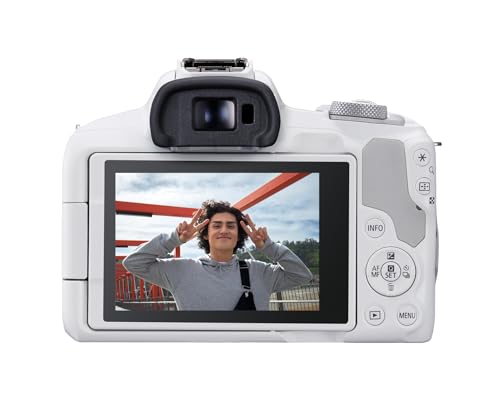 Canon EOS R50 Mirrorless Vlogging Camera (Body Only/White), RF Mount, 24.2 MP, 4K Video, DIGIC X Image Processor, Subject Detection & Tracking, Compact, Smartphone Connection, Content Creator - color: White, style: EOS R50 Body Only
