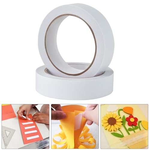 1" 2 Rolls Double Sided Adhesive Sticky Tape for Arts, DIY, Card Making, Crafts, Photography, Scrapbooking, Gift Wrapping, Office School Stationery Supplies, Home Supplies (Width: 25mm) - size: 1 in