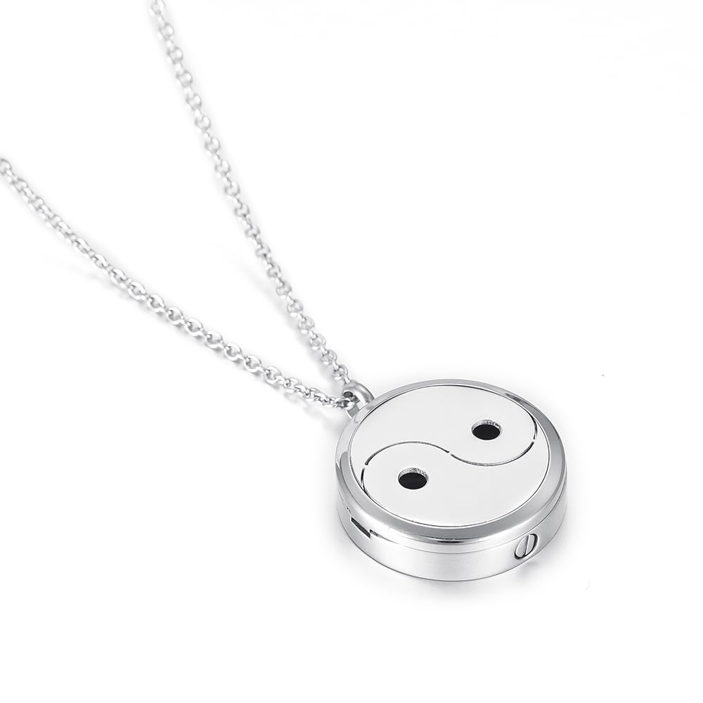 mingkejw Essential Oil Diffuser Necklace Aromatherapy Pendant Locket Jewelry Stainless Steel Perfume Necklace| 22’’ Adjustable Chain| 12 Refill Pads| Gift Box