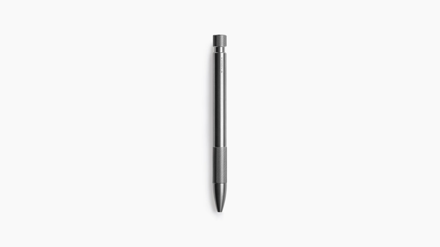 Wingback Mechanical Pen | Luxury Precision Pen with Fisher Space Ink Cartridge, Heavyweight Metal Writing Pen, Made in England (Steel)