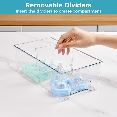 Vtopmart 6 Pack Clear Stackable Storage Drawers,Easy to Assemble Baby Bottle with handles,Plastic Drawers for Kitchen Pantry,Cabinet,Under Sink Organization - style: 1 Wide+2Large+2 Small