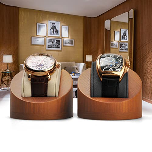 Oirlv Solid Wood Watch Display Stand Showcase Jewelry Stand Watch Holder with Pillow Jewelry Organizer(Round Single, Creamy-white) - color: Creamy-white, size: Round Single