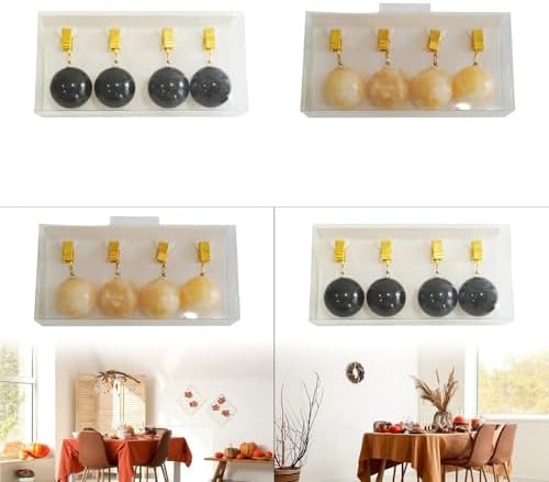 2 Set Tablecloth Weights Ornament with Metal Clips Marble Balls Hangers for Flags Party Curtains Garden(Yellow)