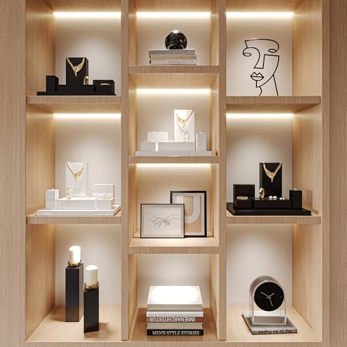 Oirlv Solid Wood Minimalism Style Jewelry Display Stand Showcase Jewelry Organizer Square Holder White Display Stand Riser (SM05206) - color: SM05206
