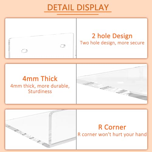 5'' Clear Acrylic Wall Shelf 2 Pack, 5 Inch Small Wall Shelves Display for Small Space - color: Clear, size: 5 Inch