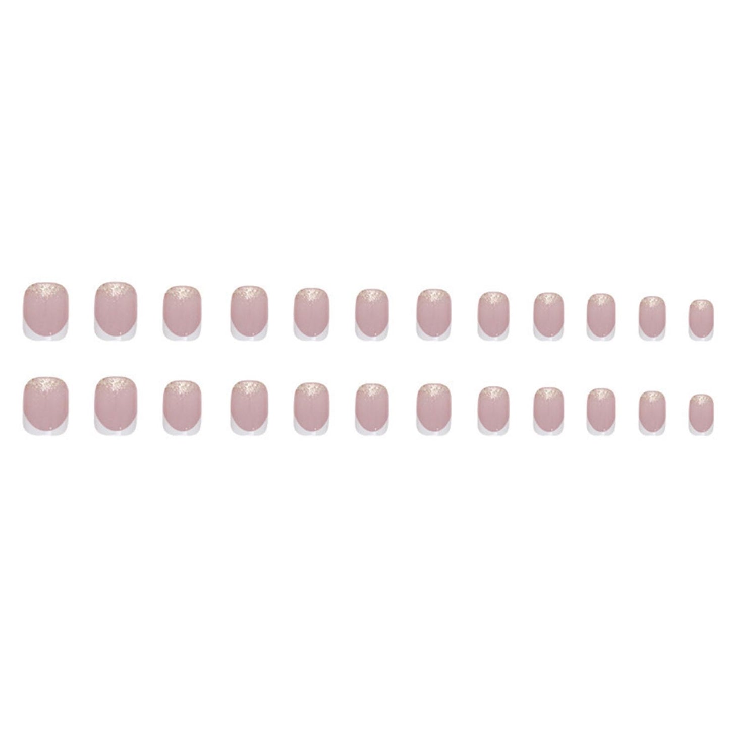 White French Tip Press on Nails Short Square Fake Nails with Glitter Designs Simple Nails Press ons Glossy Glue on Nails Artificial False Nails Natural Stick on Nails for Women 24Pcs