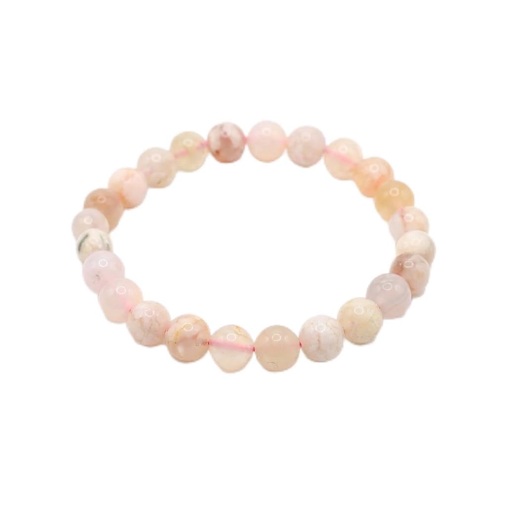 The Vida Handmade AAA+ Quality Crystal Stretch Elastic Bracelet - Nature Gemstone - Jewelry Gift - Holiday Gift - For Women & Men (Flower Agate)