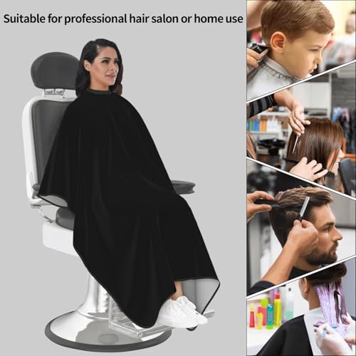Custom Barber Cape Unisex Salon Hair Cutting Capes Add Your Image Logo Haircut Kit Personalized Stylist Tool - color: Plain Black