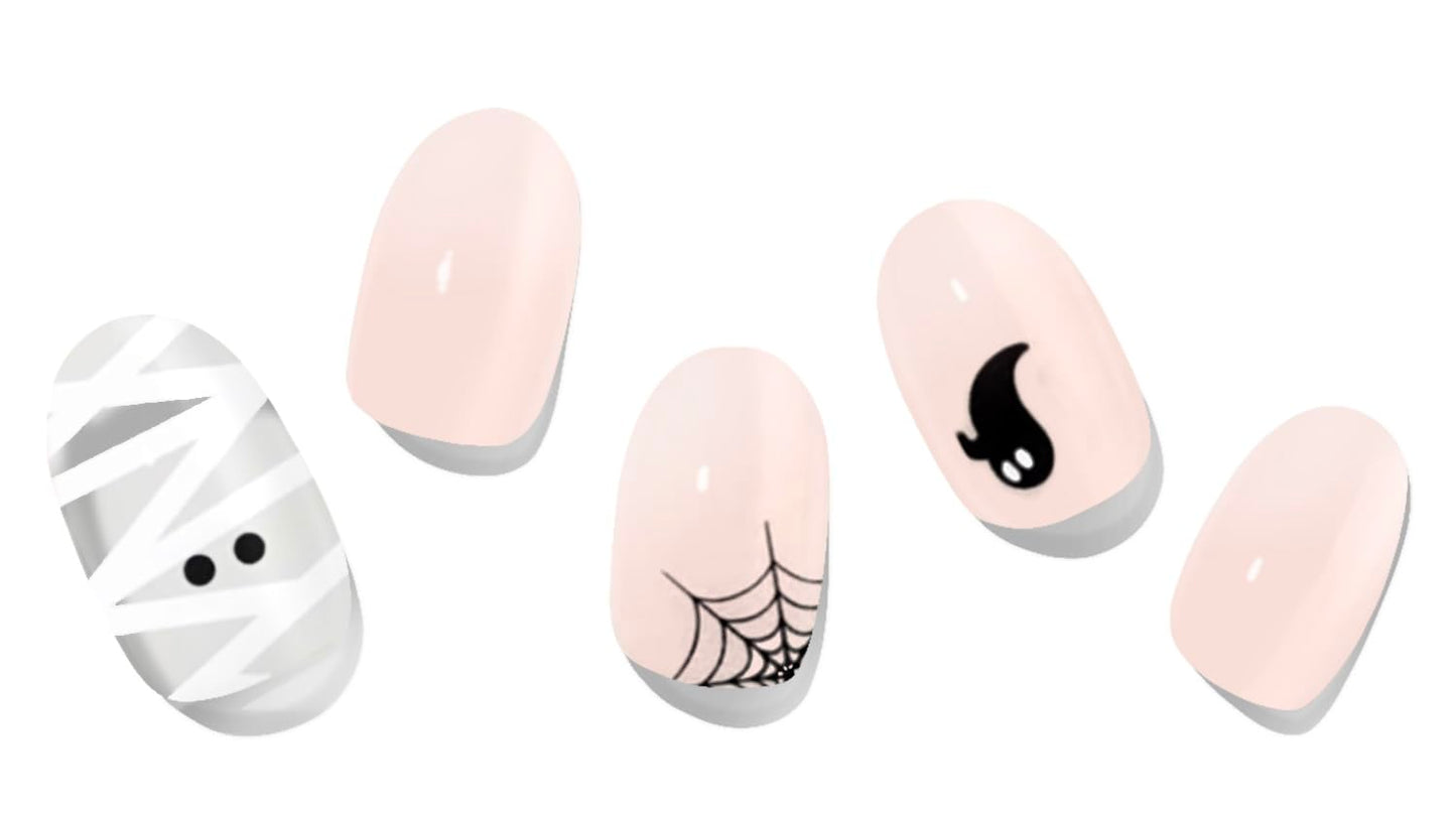Adora Couture Semi Cured Gel Nail Strips with 20 Pieces - UV Gel Stickers, Manicure Kit, Easy Application Wraps Includes Prep Pads, Nail File, Wooden Stick - UV Light Required (Haunted Hues)