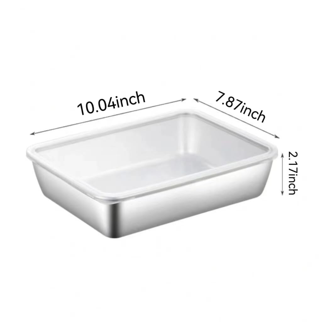 3PCS Stainless Steel Food Storage Containers，Meal Prep Containers, Kitchen tray with Lids,Oven plate，BPA Free